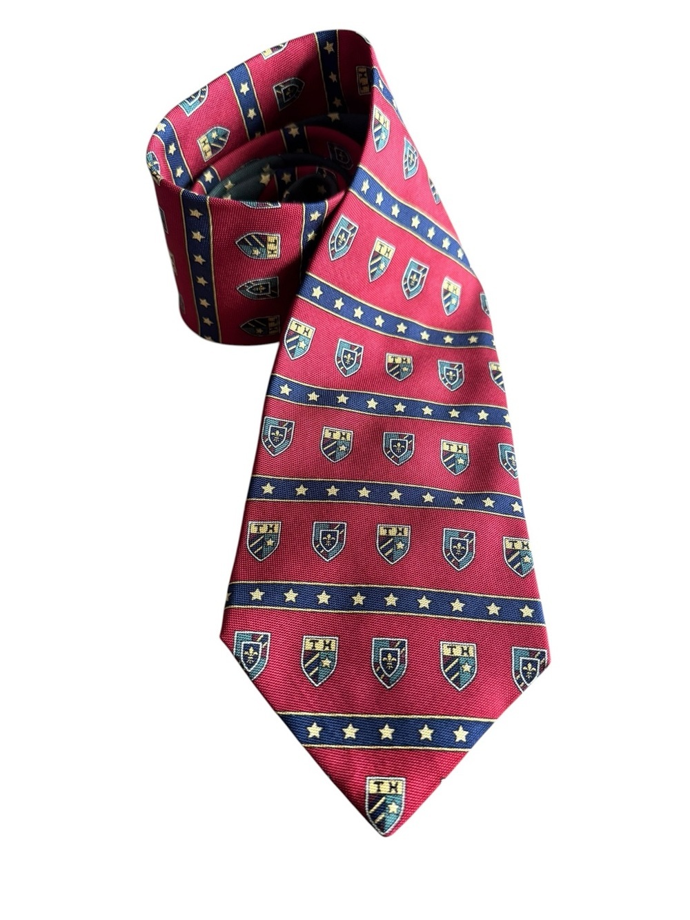 Vintage Tommy Hilfiger Crest Star Patterned Tie, 100% Italian Silk